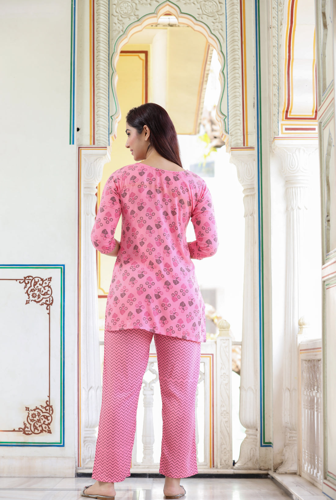Ashvy Cotton Night Suit Set of Kurti & Pyjama – Soft Pink Comfort