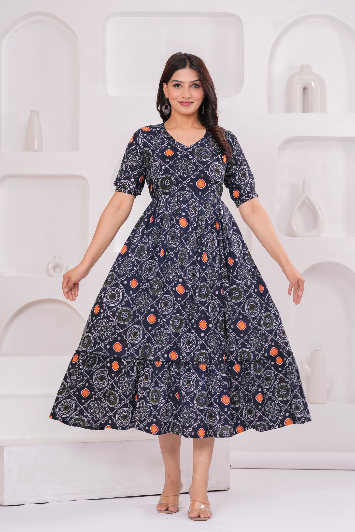 Ashvy Premium Cotton Anarkali Feeding & Maternity Kurti โ 48 Inch Length, 2 Side Zips All-Day Comfort for Moms (Black)