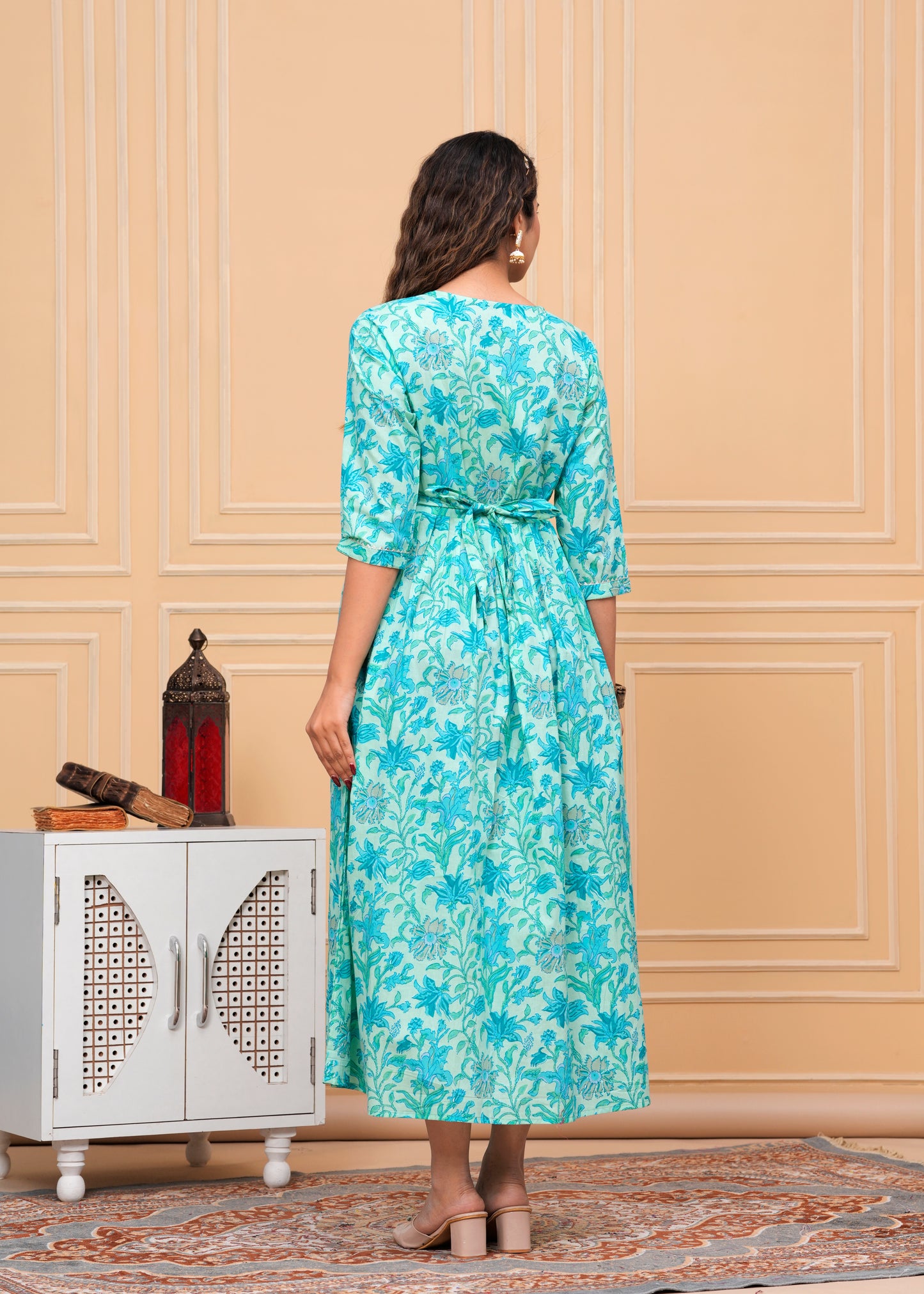 Ashvy Premium Cotton Anarkali Feeding & Maternity Kurti โ 48 Inch Length, 2 Side Zips All-Day Comfort for Moms (Sky Blue)