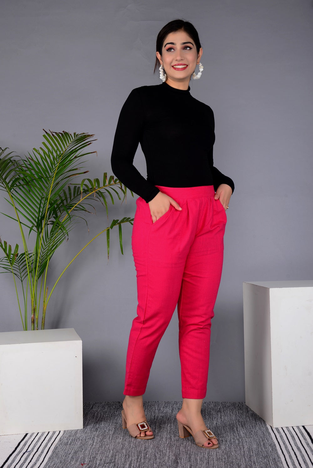 New Launch Everyday Cotton Pant (PINK)