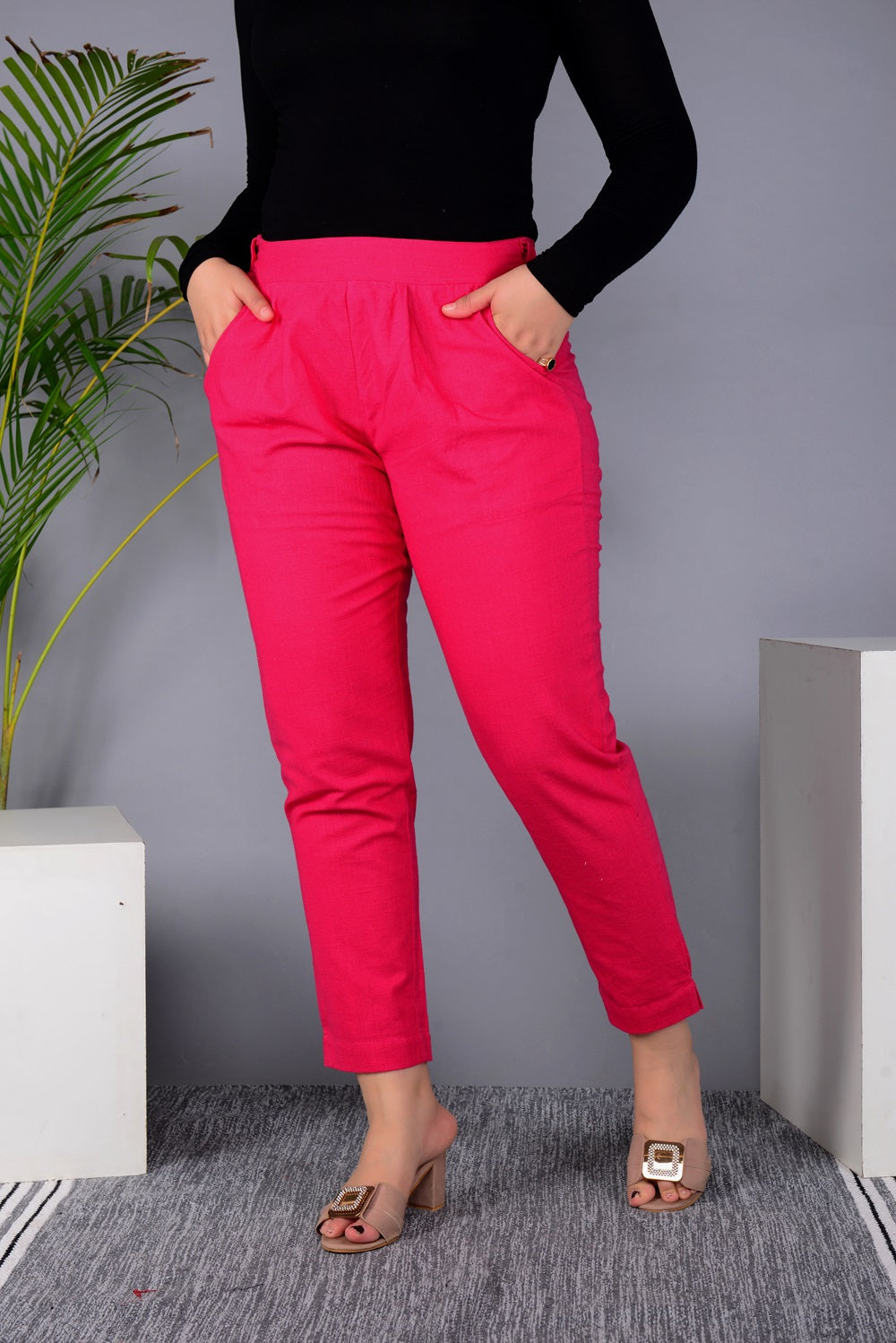 New Launch Everyday Cotton Pant (PINK)