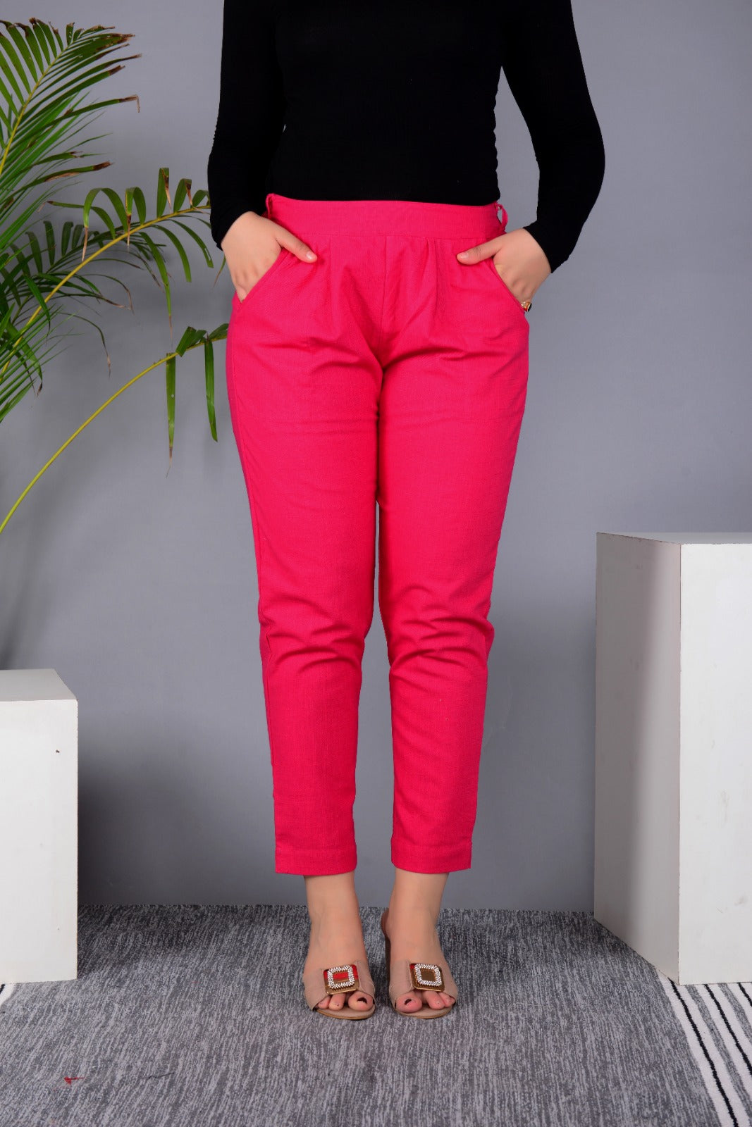 New Launch Everyday Cotton Pant (PINK)