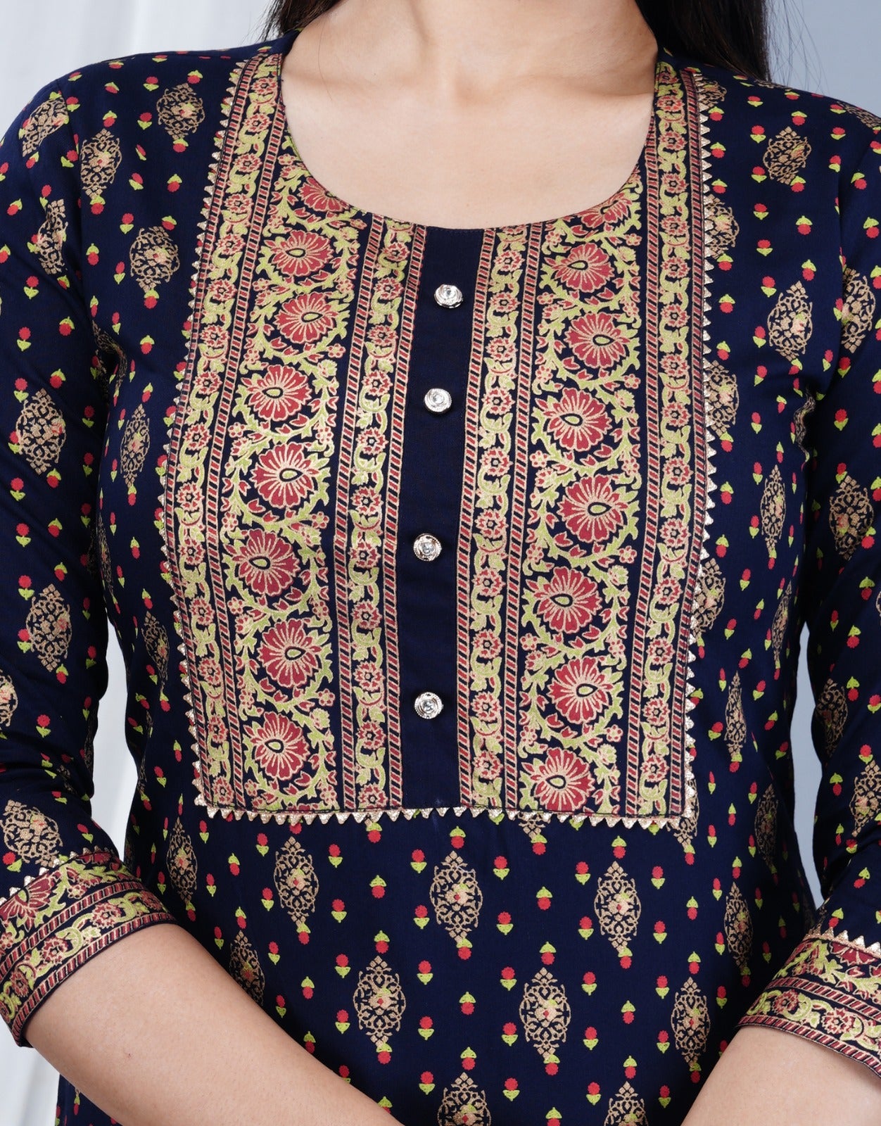 NEW LAUNCH BEAUTIFUL PRINTED KURTA WITH GOTA WORK(Blue)