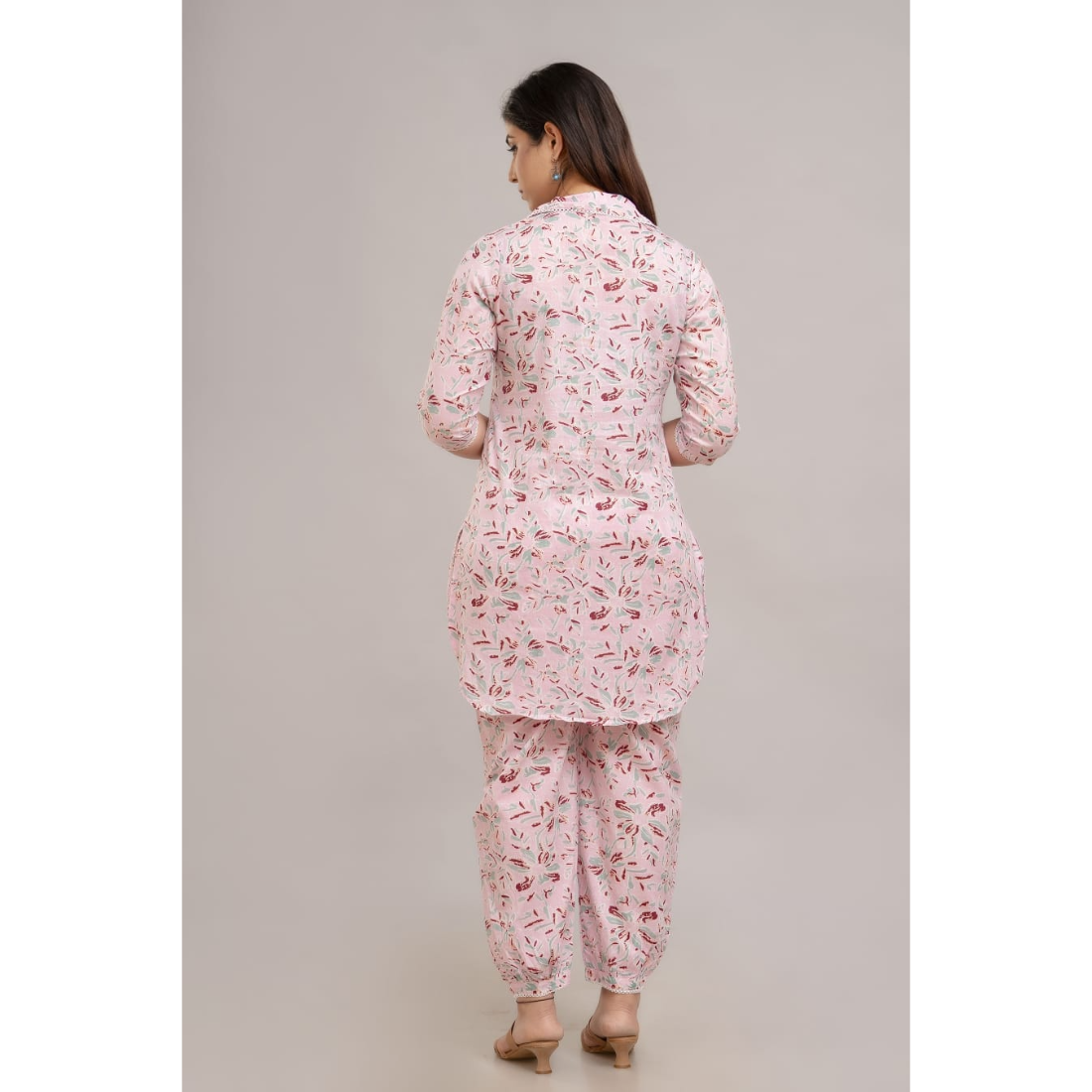 Ashvy Cotton Kurti with Pant Set(Pink)