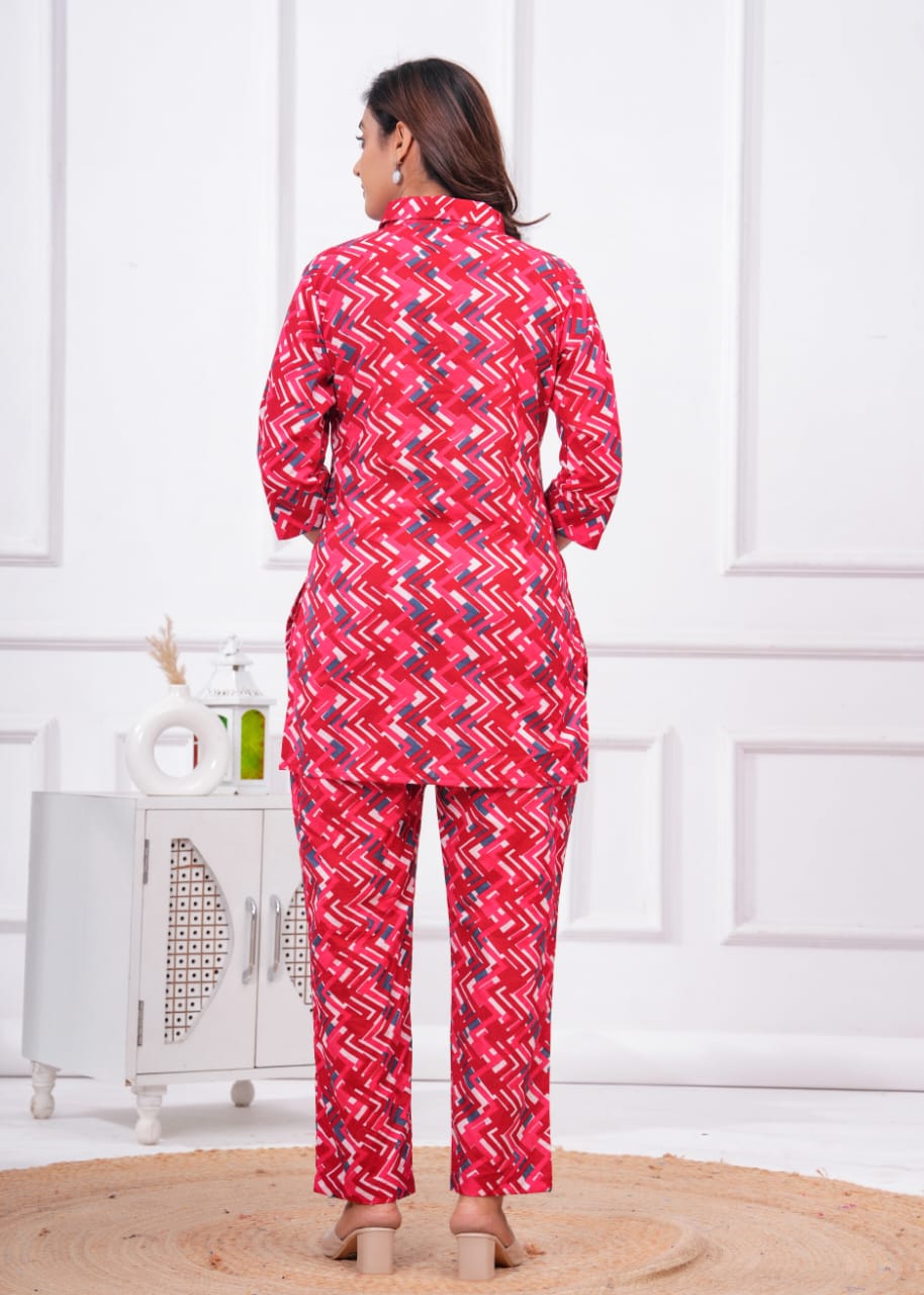 Ashvy Cotton Night Suit Set of Kurta & Pajama – Comfortable Pink Coord Set