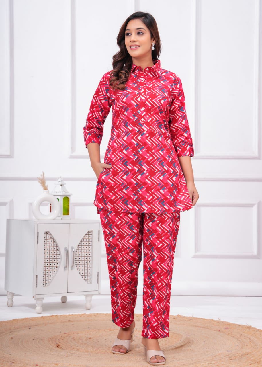 Ashvy Cotton Night Suit Set of Kurta & Pajama – Comfortable Pink Coord Set