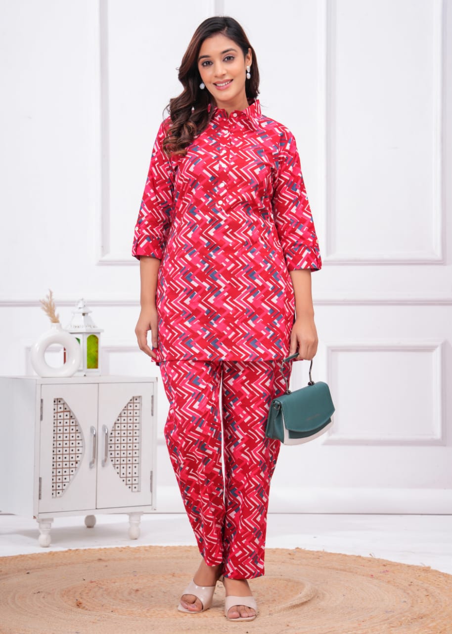 Ashvy Cotton Night Suit Set of Kurta & Pajama – Comfortable Pink Coord Set