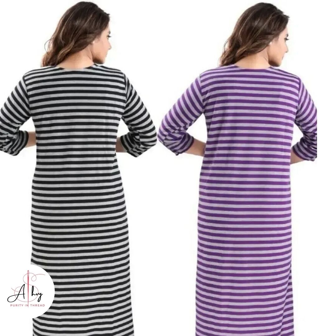 Ashvy India Wollen Maternity Nighty with zip Pack Of 2