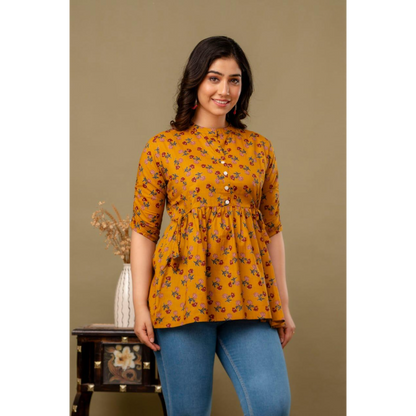 New Launch Cotton Printed Tops (Yellow)