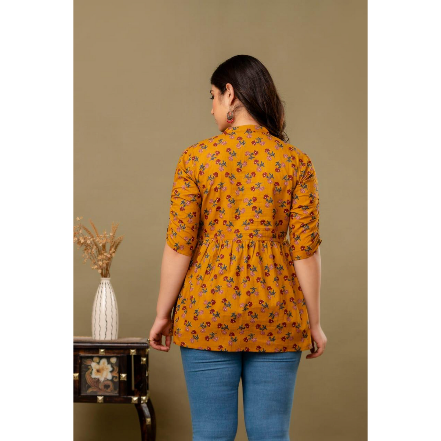 New Launch Cotton Printed Tops (Yellow)