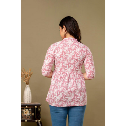 New Launch Cotton Printed Tops (Pink)