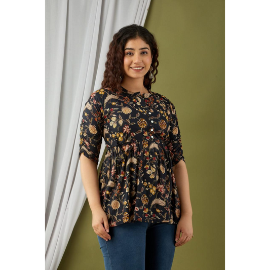 New Launch Cotton Printed Tops (Brown)