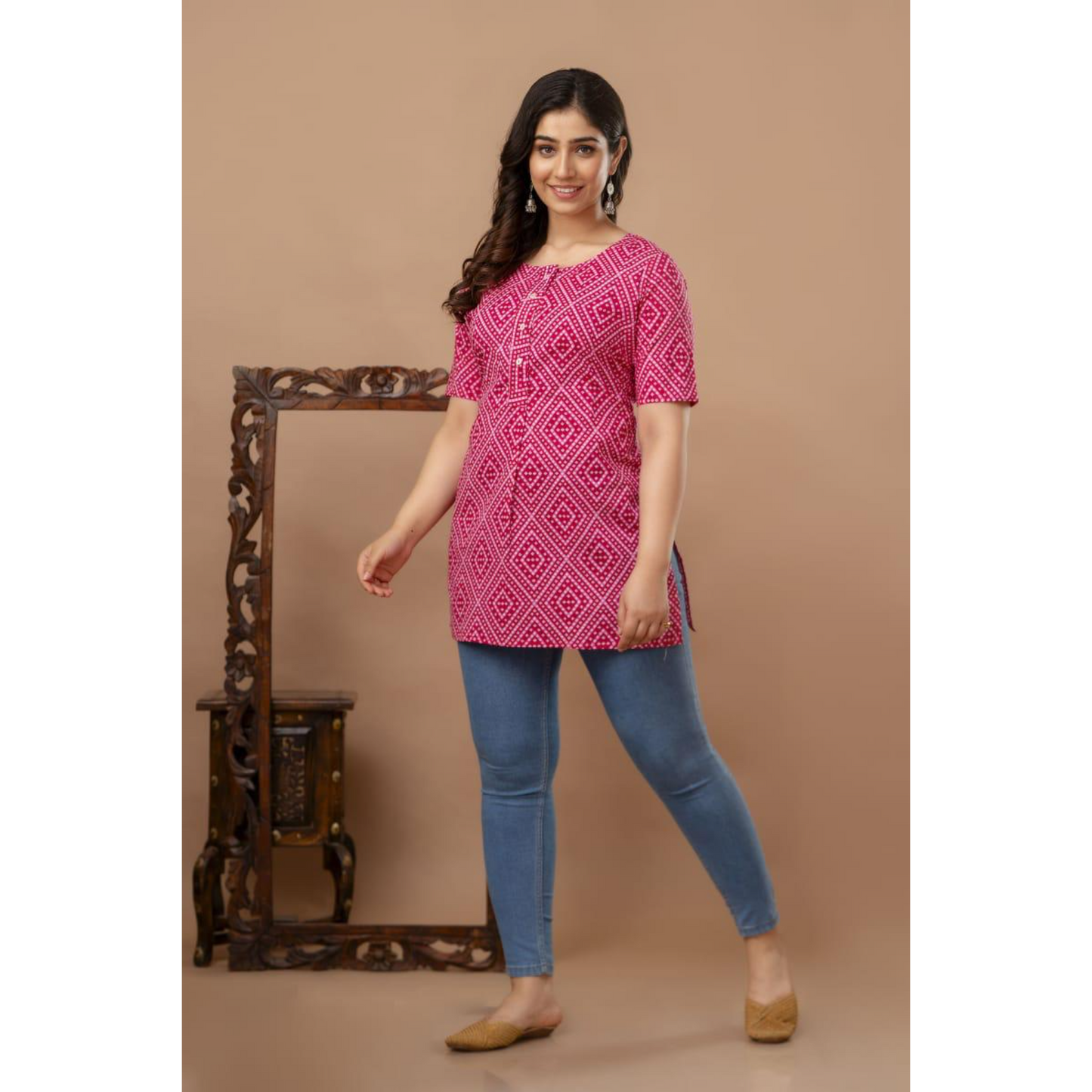 New Launch Cotton Printed Tops (Pink)