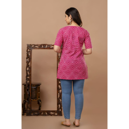 New Launch Cotton Printed Tops (Pink)