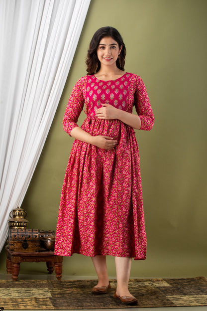 Effortless Feeding: Ashvy Women's Feeding Maternity Kurtis (Red)(LUXO1)