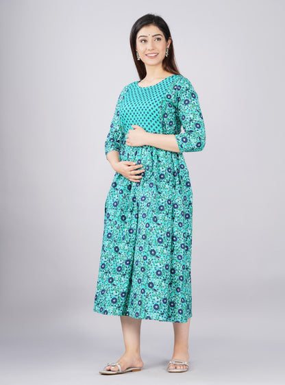 Effortless Feeding: Ashvy Women's Feeding Maternity Kurtis (Light Blue)(TUL001)