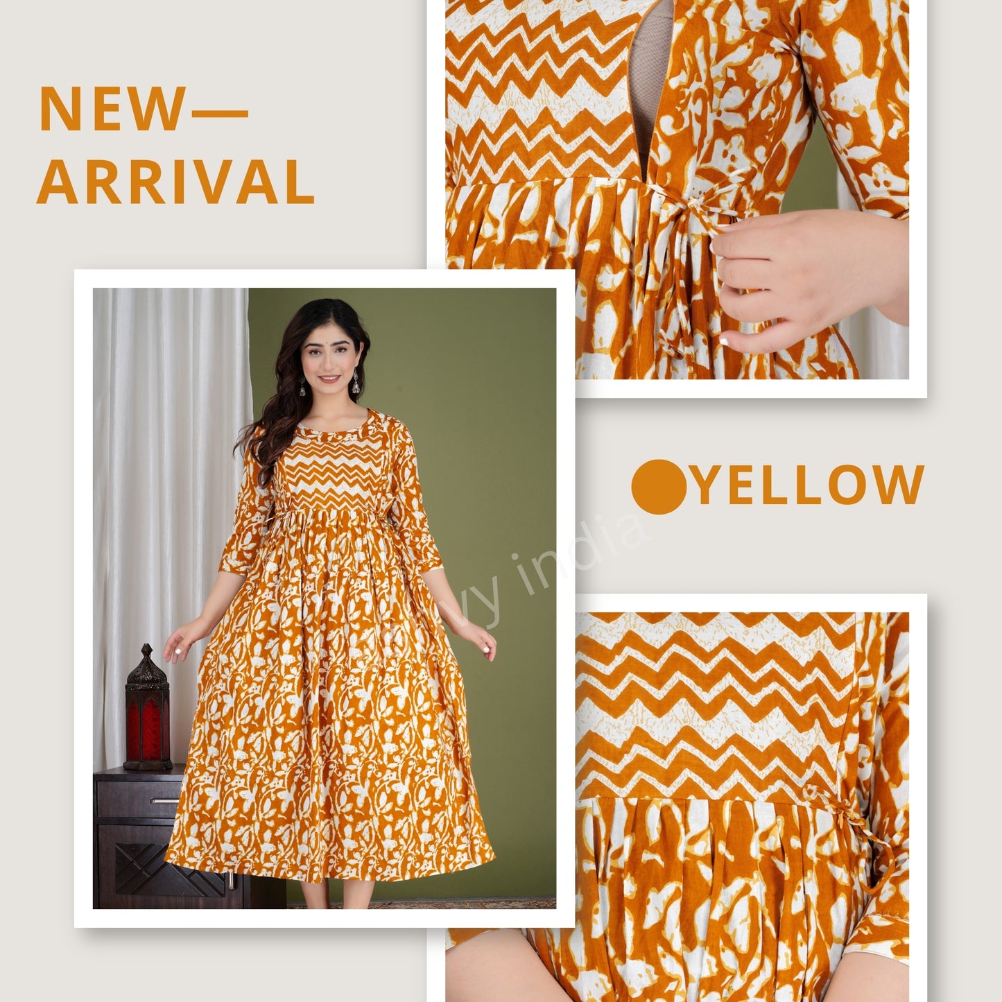 Effortless Feeding: Ashvy Women's Feeding Maternity Kurtis (Yellow)(TUL001)