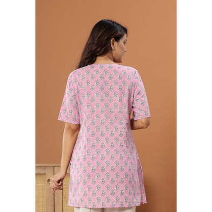 New Launch Cotton Printed Tops (Pink)