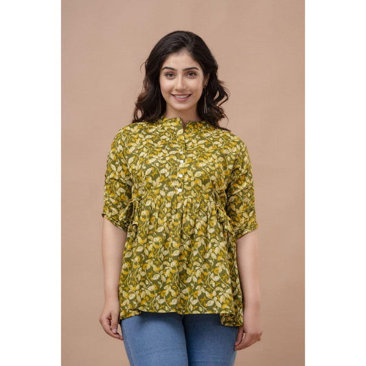 New Launch Cotton Printed Tops (Green)