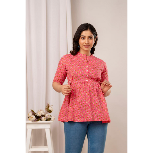 New Launch Cotton Printed Tops (Red)