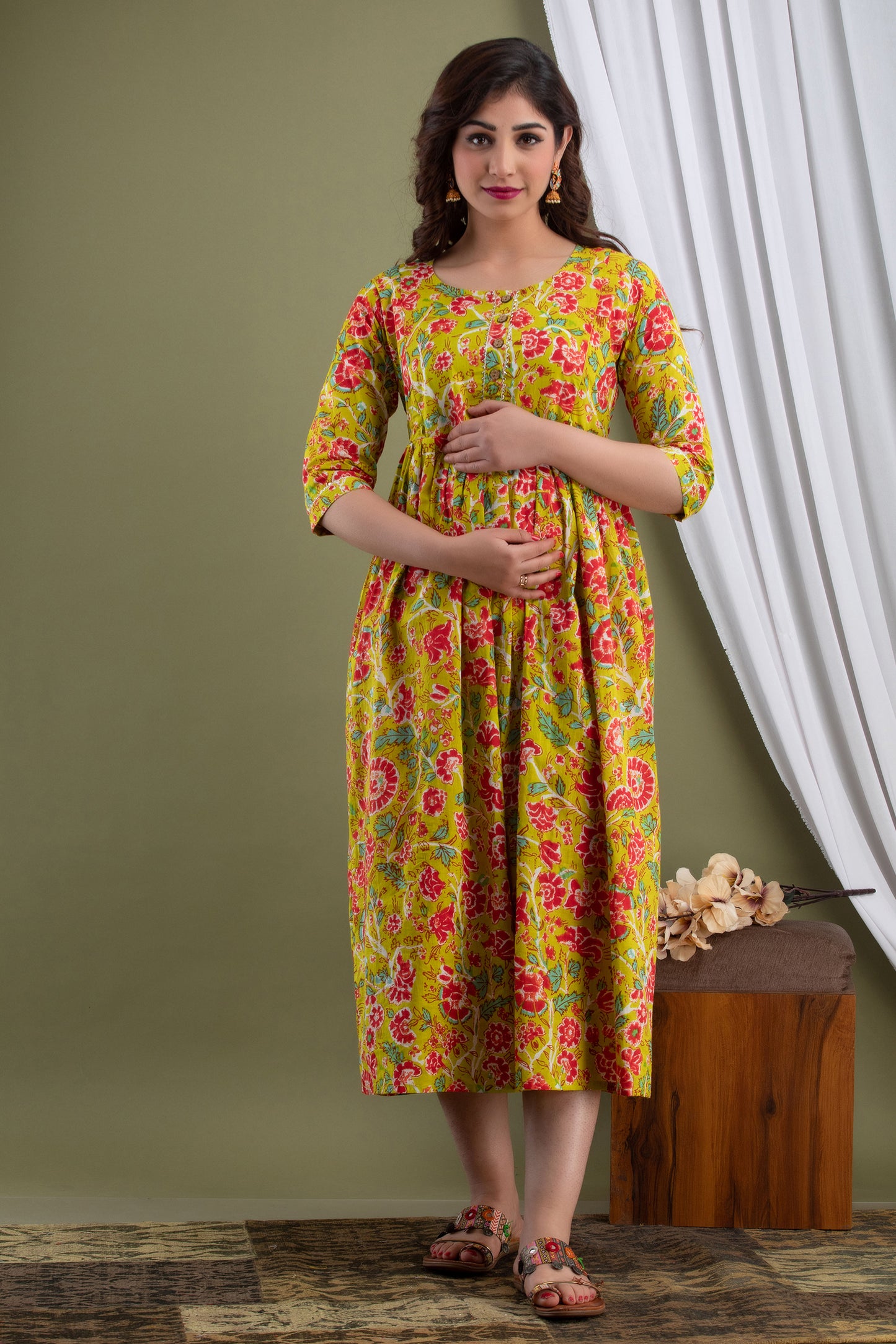 Effortless Feeding: Ashvy Women's Feeding Maternity Kurtis (Yellow)