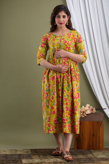 Effortless Feeding: Ashvy Women's Feeding Maternity Kurtis (Yellow)