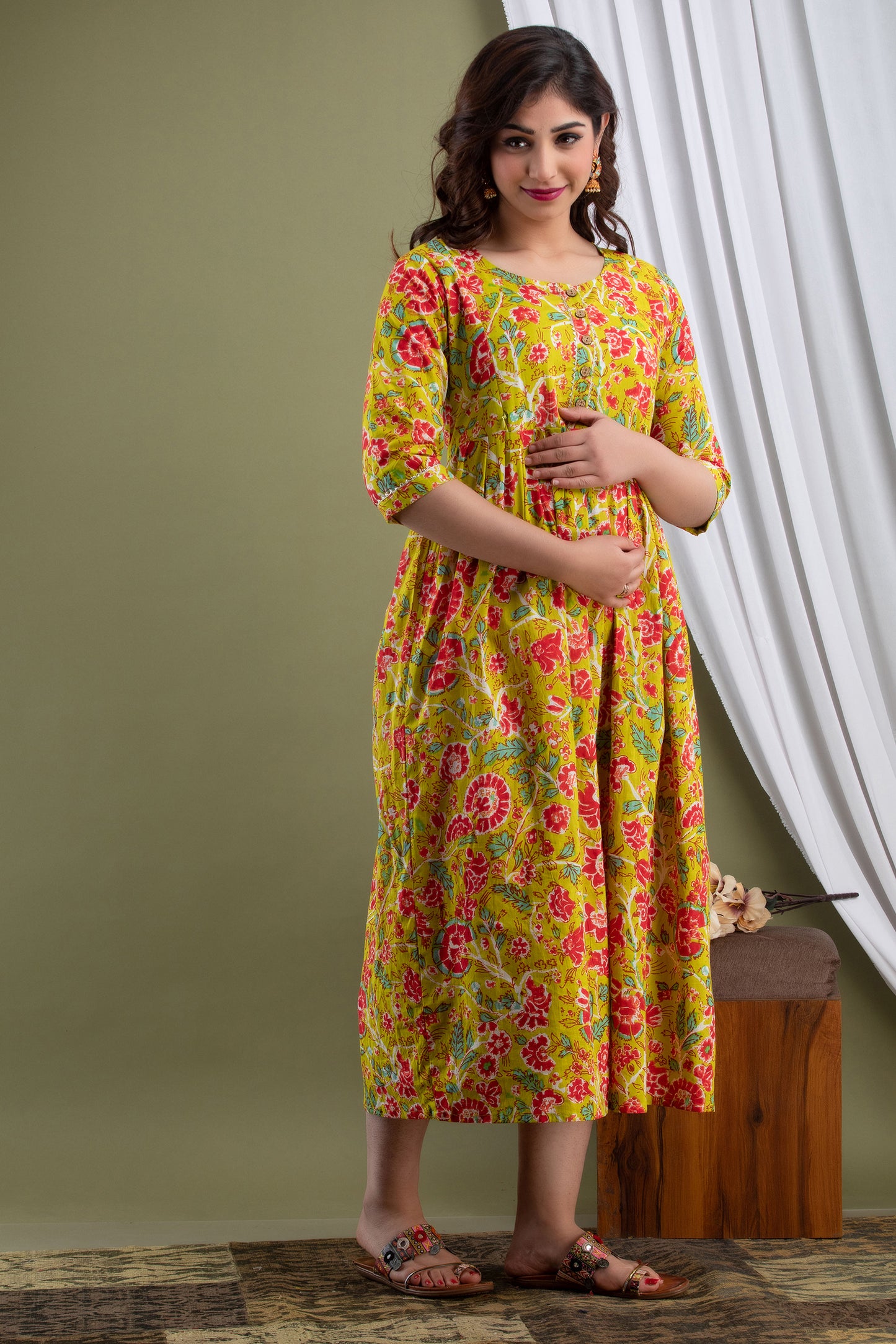 Effortless Feeding: Ashvy Women's Feeding Maternity Kurtis (Yellow)