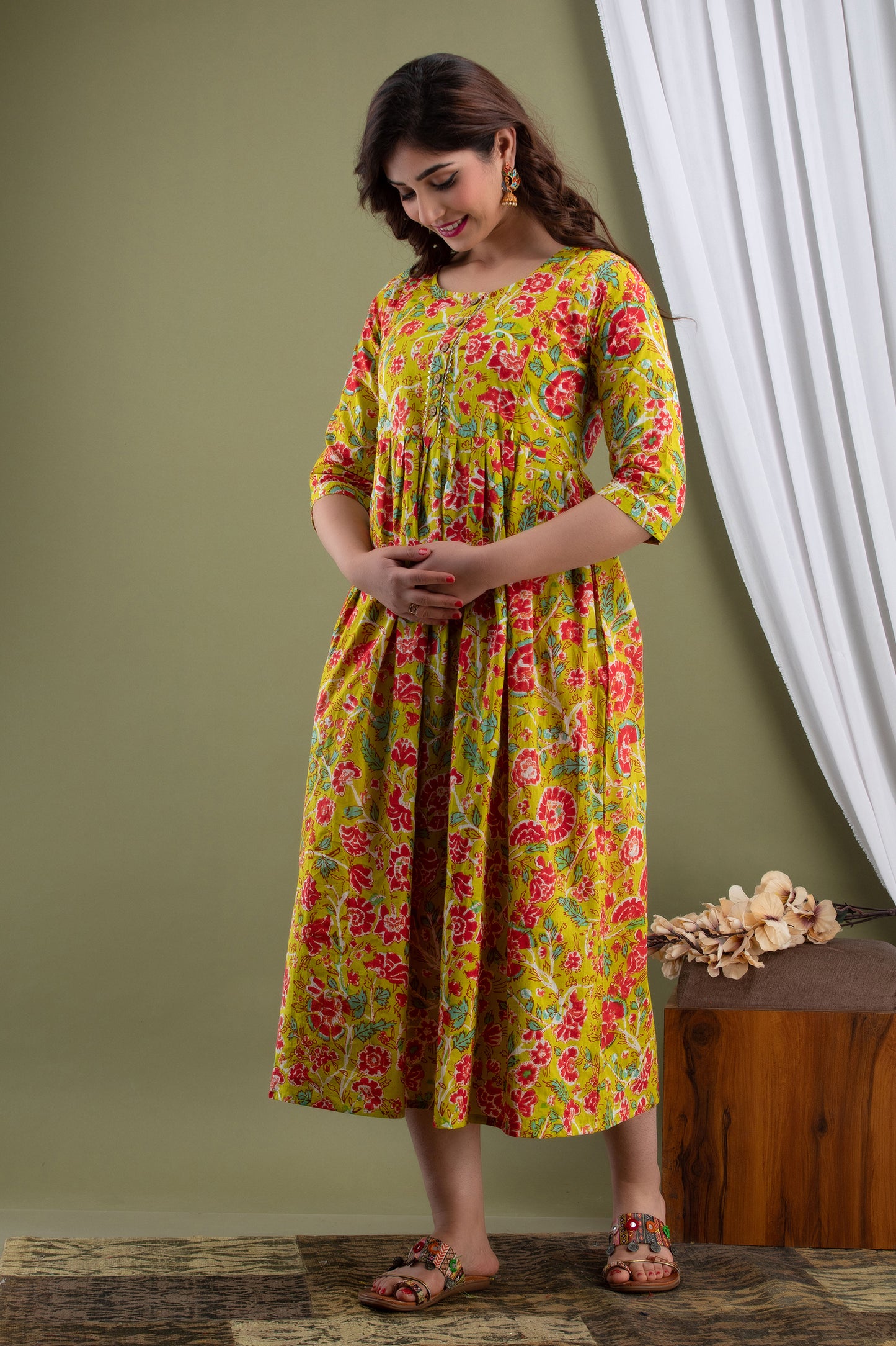 Effortless Feeding: Ashvy Women's Feeding Maternity Kurtis (Yellow)