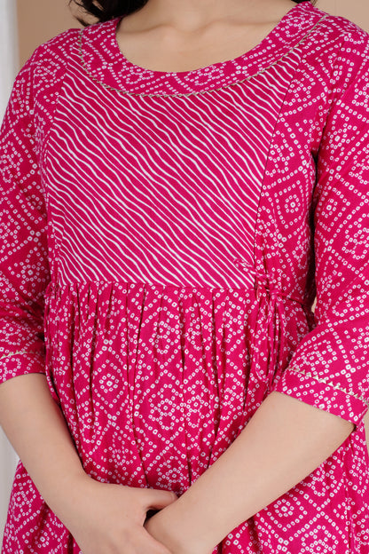 Effortless Feeding: Ashvy Women's Feeding Maternity Kurtis (Pink)(TUL01)