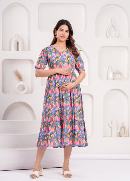 Ashvy Pure Cotton Anarkali Feeding & Maternity Kurti – Comfort Meets Elegance
