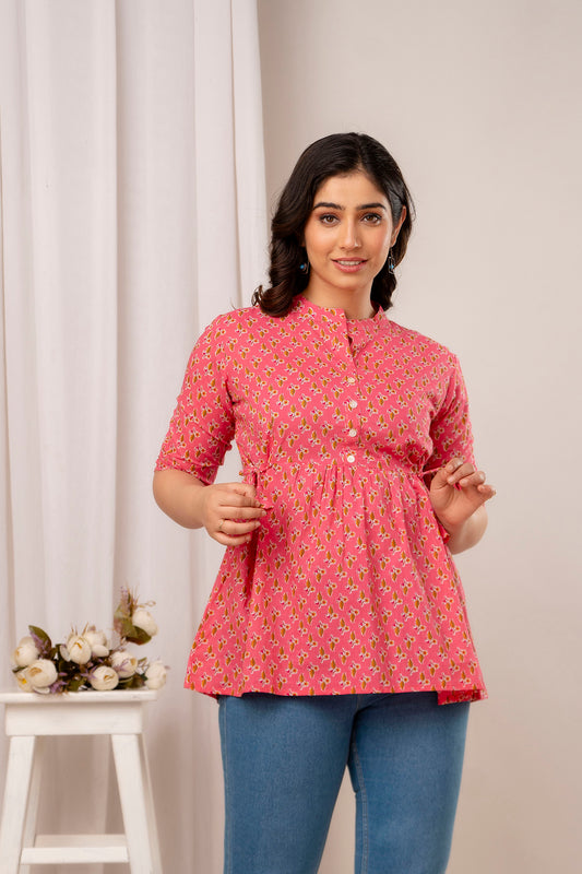 New Launch: Cotton Printed Top (Pink) – Effortless Style & Comfort