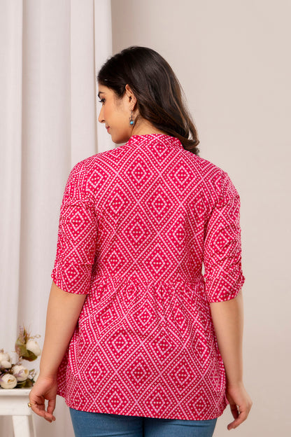 New Launch: Cotton Printed Top (Rani Pink ) – Bold, Chic & Timeless