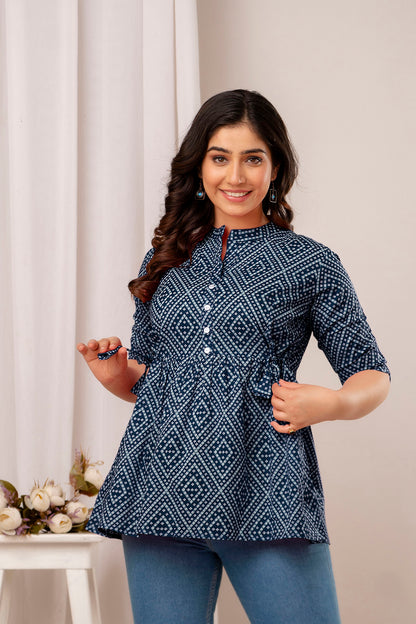 New Launch: Cotton Printed Top (Blue) – Effortless Elegance & Comfort