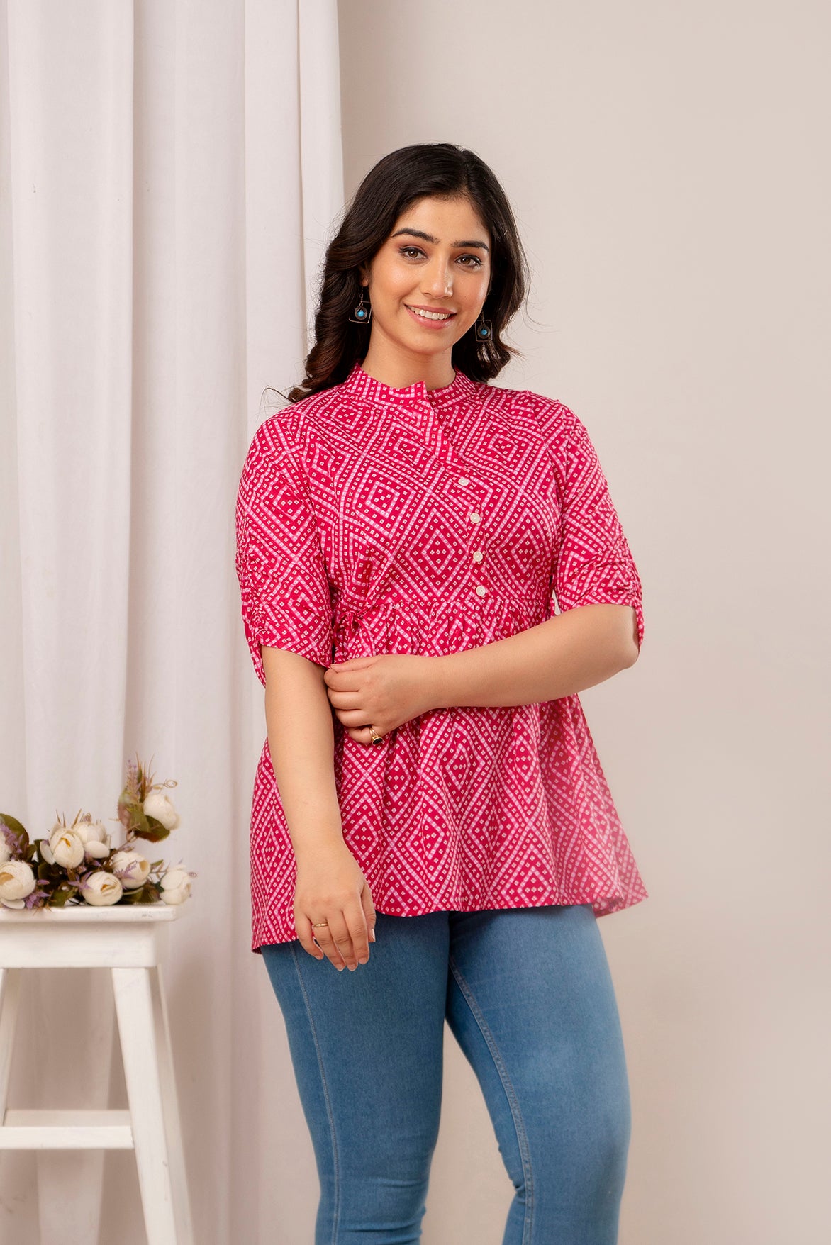 New Launch: Cotton Printed Top (Rani Pink ) – Bold, Chic & Timeless