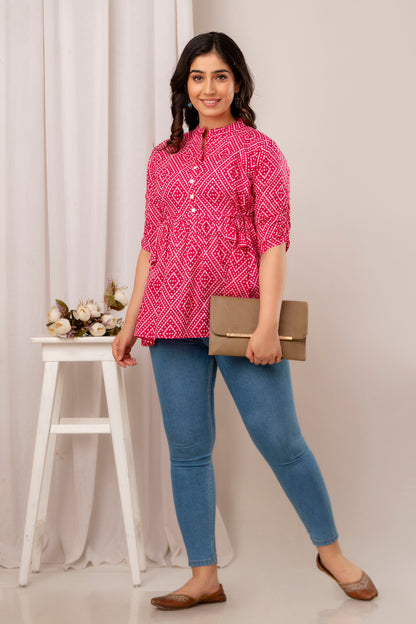 New Launch: Cotton Printed Top (Rani Pink ) – Bold, Chic & Timeless