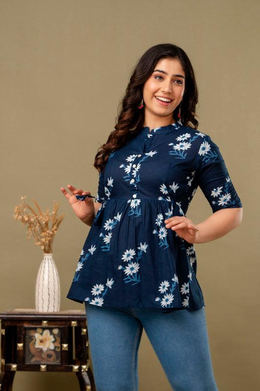 New Launch: Cotton Printed Top (Blue) – Fresh, Feminine & Flattering