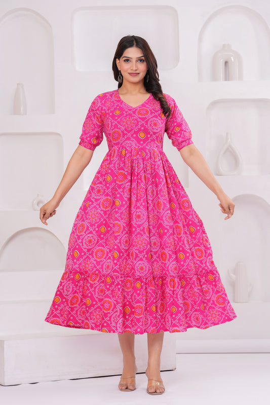Ashvy Premium Cotton Anarkali Feeding & Maternity Kurti – 48 Inch Length, 2 Side Zips All-Day Comfort for Moms (Purple)