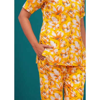 Cotton Night Suit Set of Kurta & Pajama (Yellow)