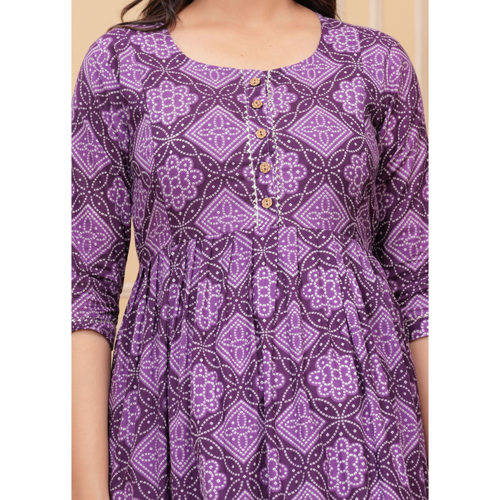 Ashvy Premium Quality Cotton Maternity Cum Feeding kurti (Purple)