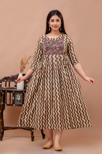 Timeless Beauty: Ashvy Cotton Floral Print Maternity Dress (LUX001)