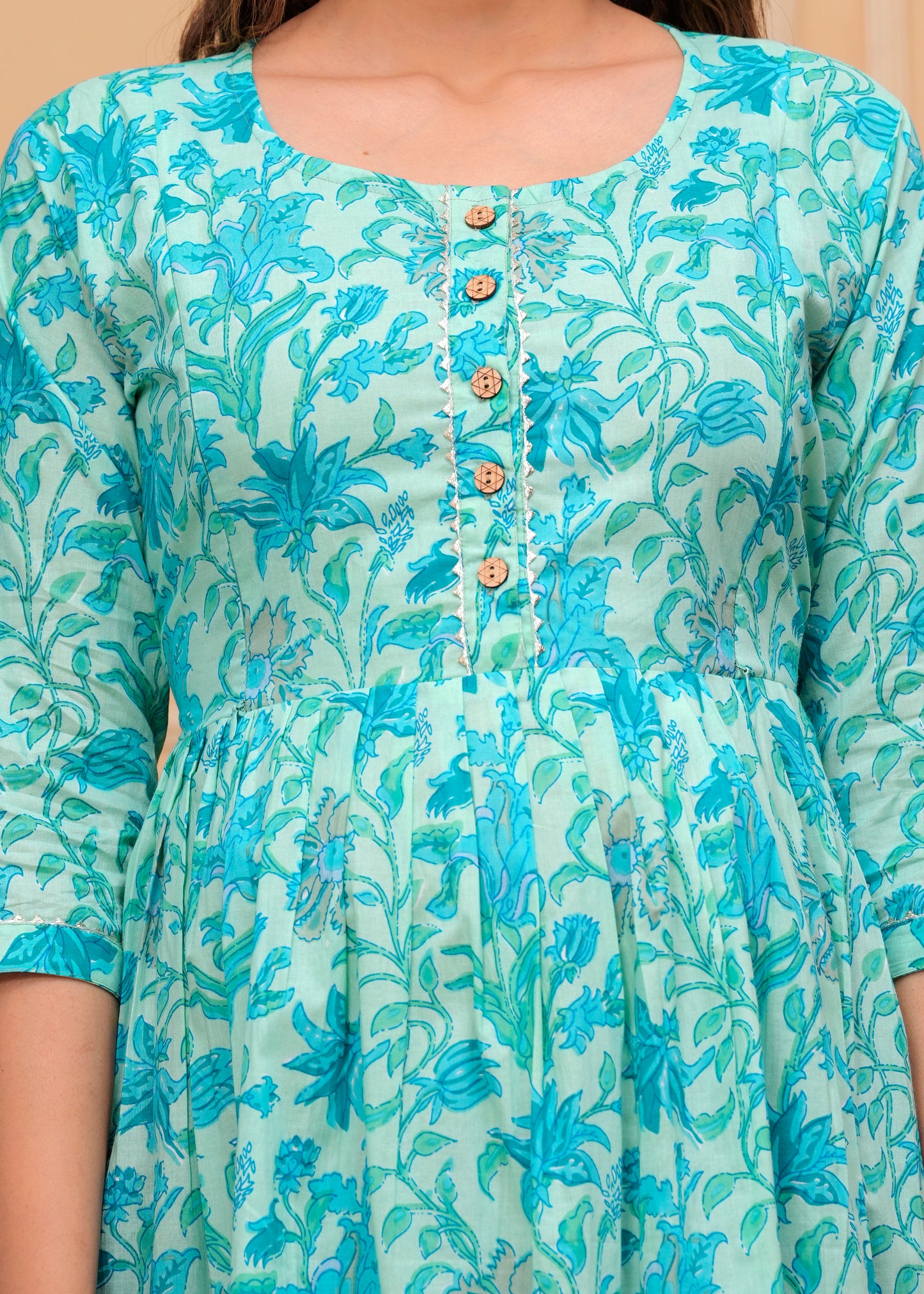 Versatile Comfort: Ashvy Cambric Pure Cotton Maternity Cum Feeding Kurti (Sky Blue)(LUX001)