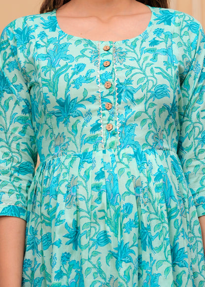 Versatile Comfort: Ashvy Cambric Pure Cotton Maternity Cum Feeding Kurti (Sky Blue)(LUX001)