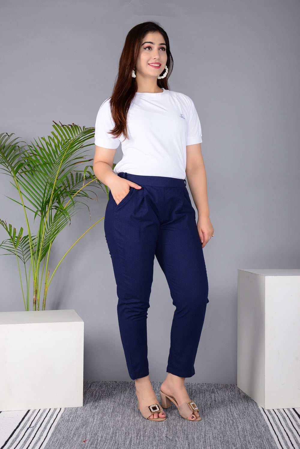 New Launch Everyday Cotton Pant (Blue)