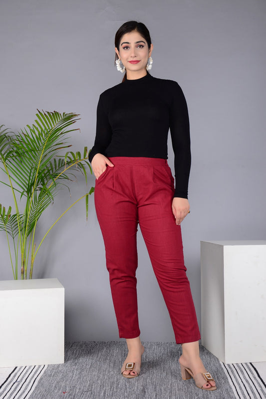 New Launch Everyday Cotton Pant (MAROON)