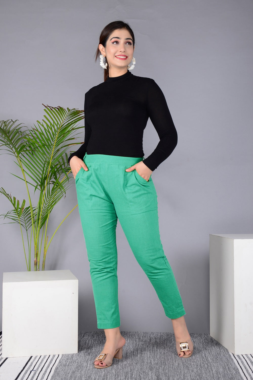 New Launch Everyday Cotton Pant (Aqua)