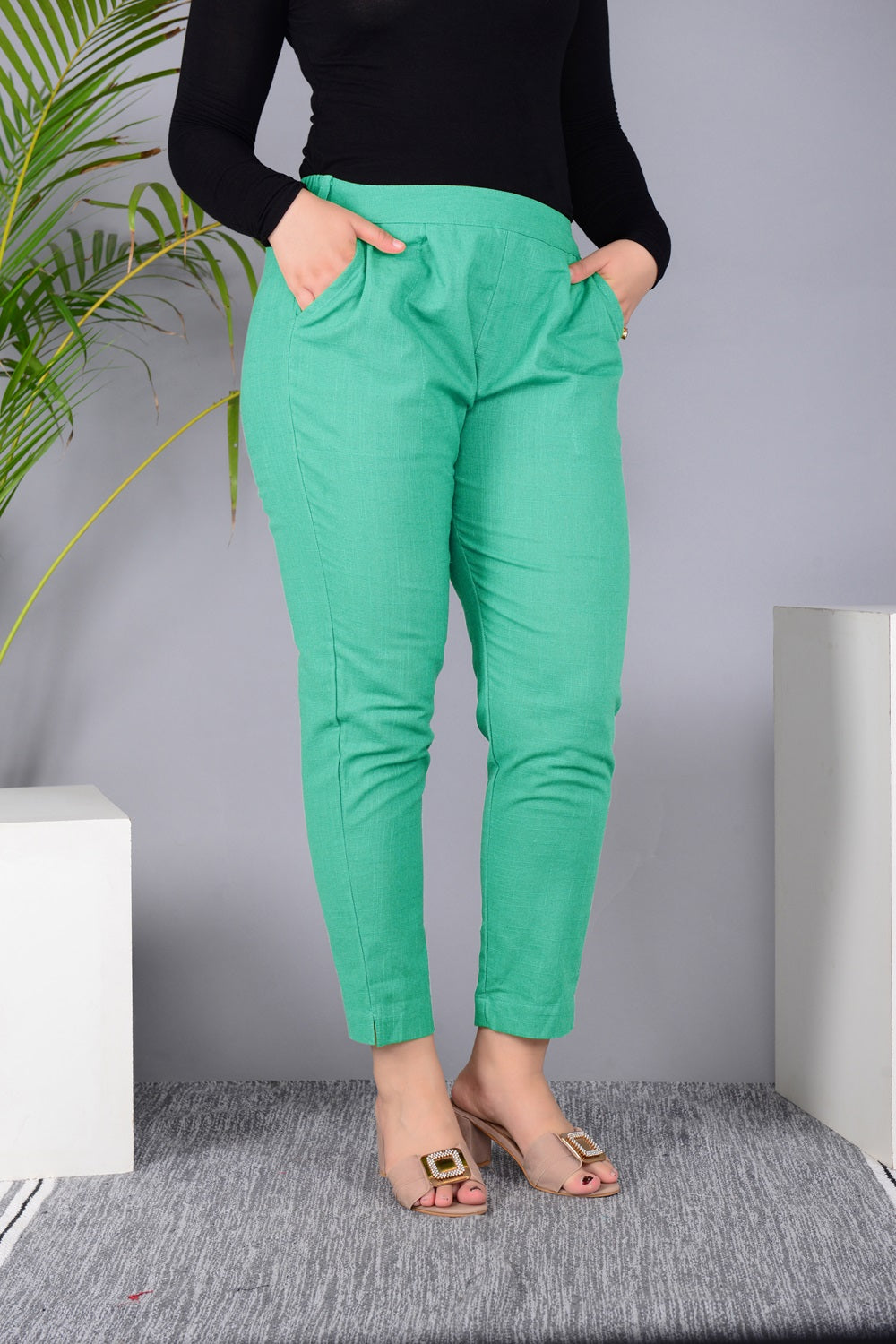 New Launch Everyday Cotton Pant (Aqua)