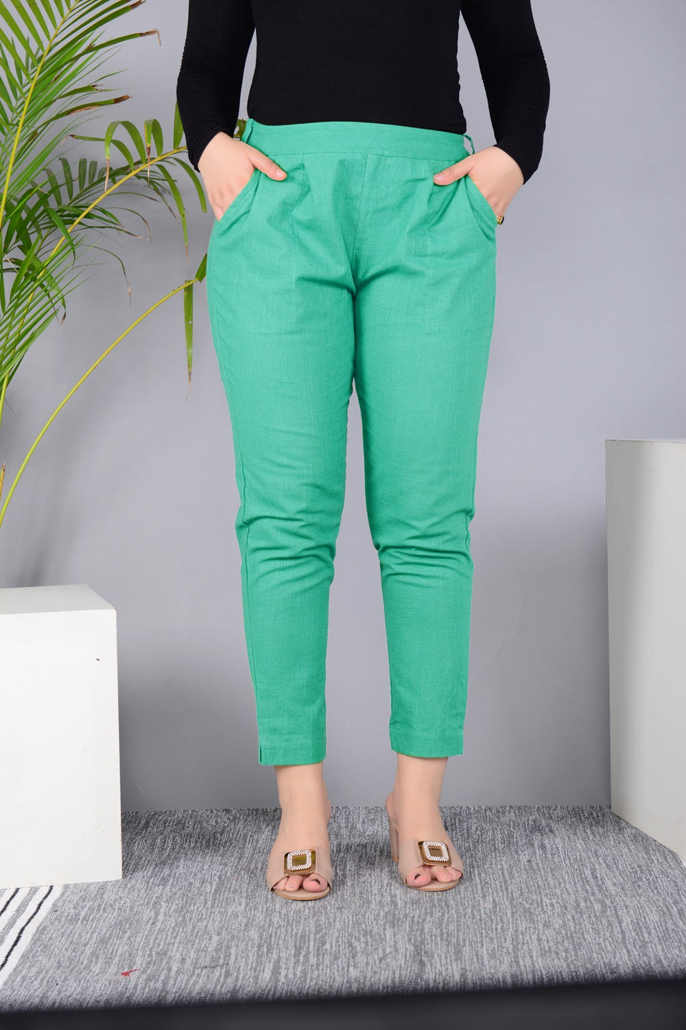 New Launch Everyday Cotton Pant (Aqua)