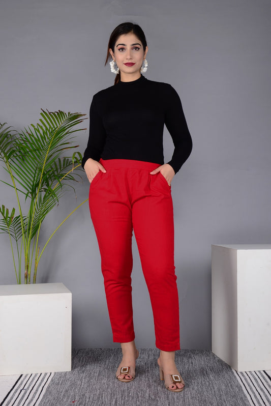 New Launch Everyday Cotton Pant (RED)