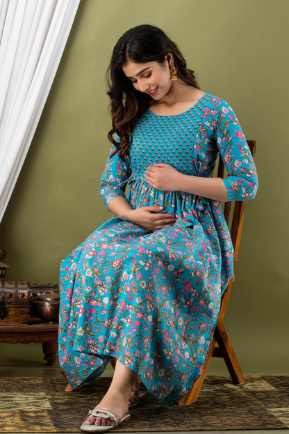 Effortless Feeding: Ashvy Women's Feeding Maternity Kurtis (Blue)(LUX001)