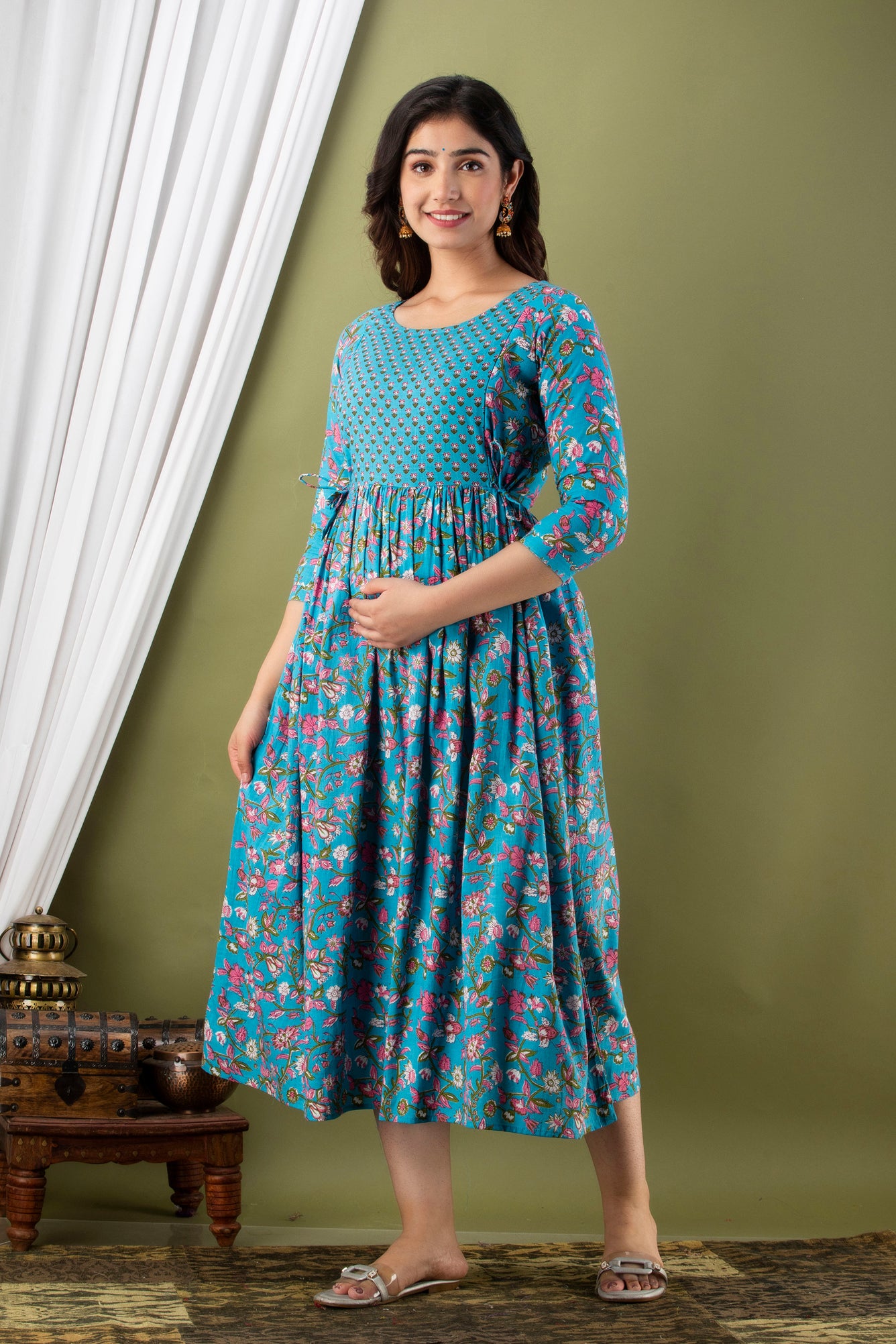 Effortless Feeding: Ashvy Women's Feeding Maternity Kurtis (Blue)(LUX001)